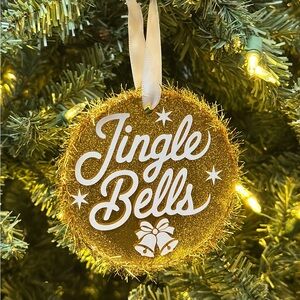 Gold Glitter Jingle Bells Ornament